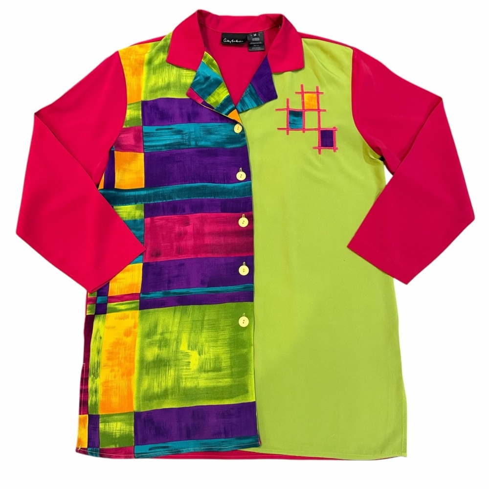 Vintage Anthony Mark Hankins Colorblock‎ Patchwork Tunic Top Medium